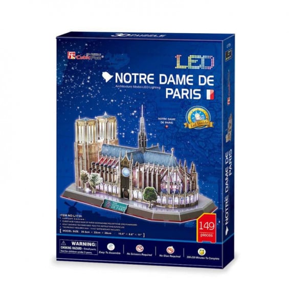 Puzzle 3D Notre Dame París con Luz Led 149 Piezas
