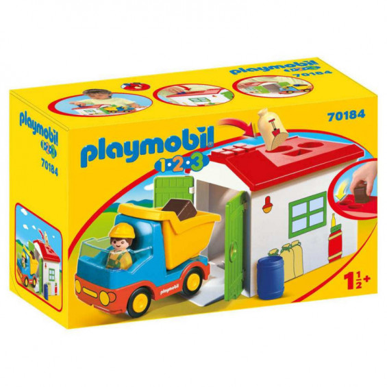 Playmobil 1.2.3 Volquete con Garaje - 70184