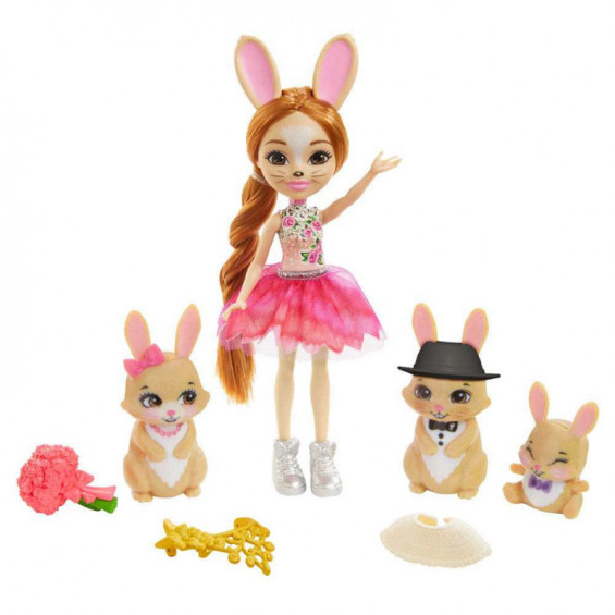 Enchantimals Royal Brystal Bunny y Familia de Conejos