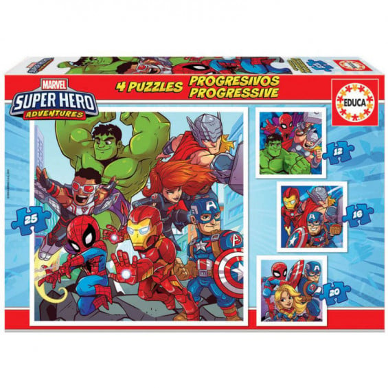 Puzzles Progresivos 12-16-20-25 Piezas Marvel Super Hero Adventures