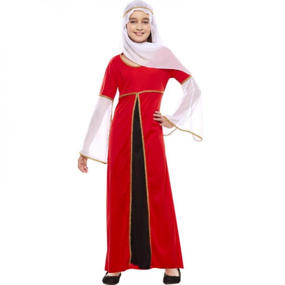 Disfraz Infantil Dama Medieval Roja Infantil Talla 5-6 Años
