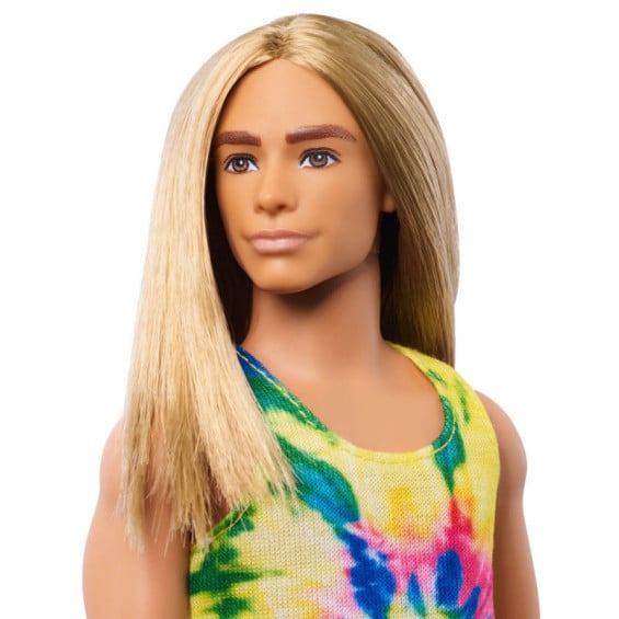 Barbie Ken Fashionista con Pelo Rubio Largo y Camiseta Teñida