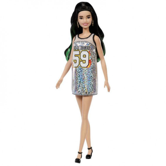 Barbie Fashionista Pelo Negro y Mechas Verdes