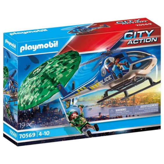 Playmobil City Action Helicóptero de Policía: Persecución en Paracaídas - 70569