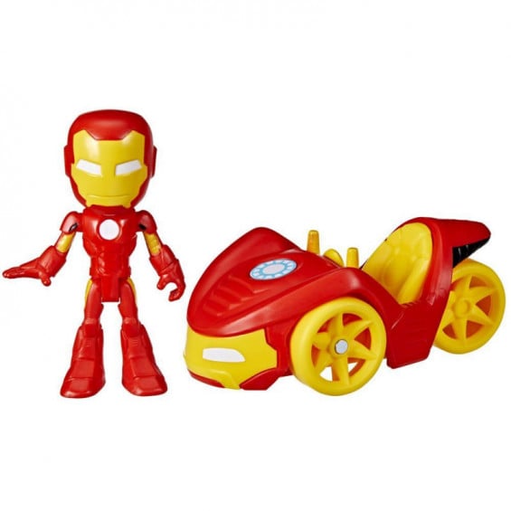 Spidey And His Amazing Friends Bólido Iron y Figura Iron Man