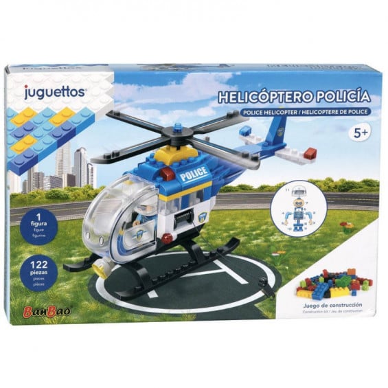 Juguettos Construcción Helicóptero de Policía 122 Piezas