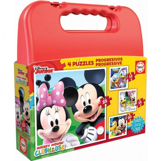 Puzzle Progresivo 12-16-20-25 Piezas Maleta Mickey Mouse