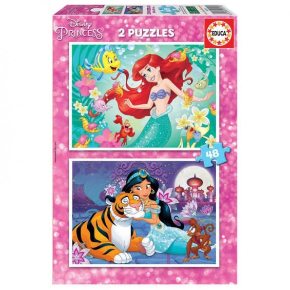 Puzzle 2 x 48 Piezas Disney Princess Ariel y Jasmine