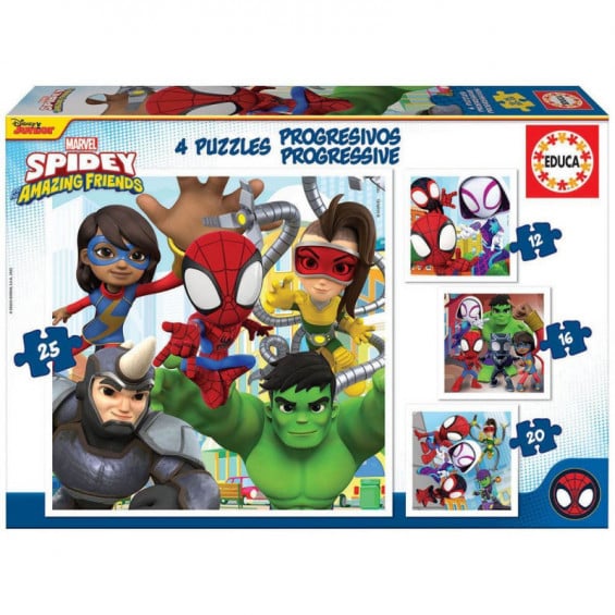Puzzle Progresivo 12-16-20-25 Piezas Spidey And His Amazing Friends