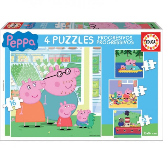 Puzzle Progresivo 6-9-12-16 Piezas Peppa Pig