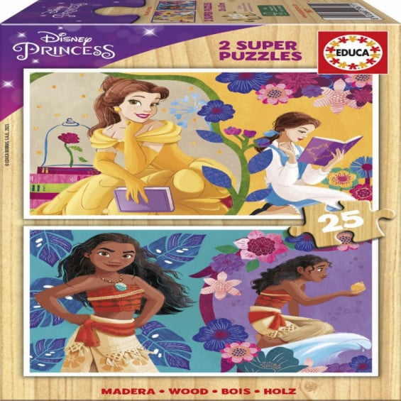 Puzzle Madera 2 x 25 Piezas Disney Princess