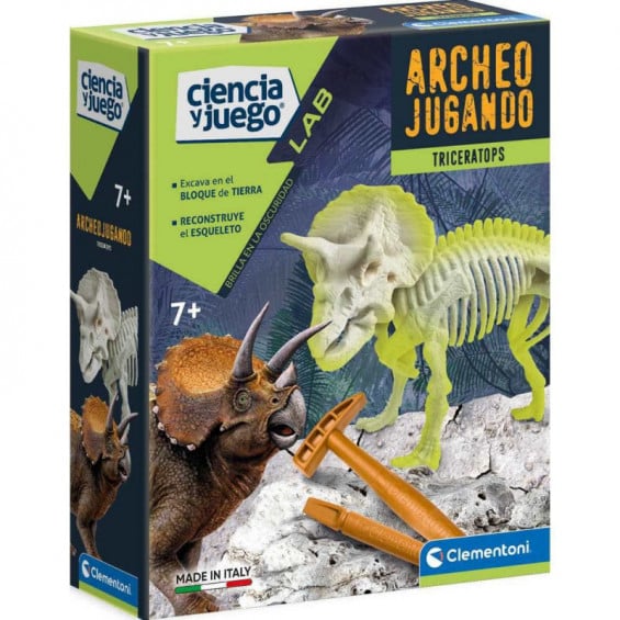 Ciencia y Juego Arqueojugando Triceratops Fluorescente