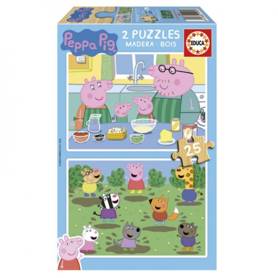Educa Puzzle Madera 2 x 25 Piezas Peppa Pig
