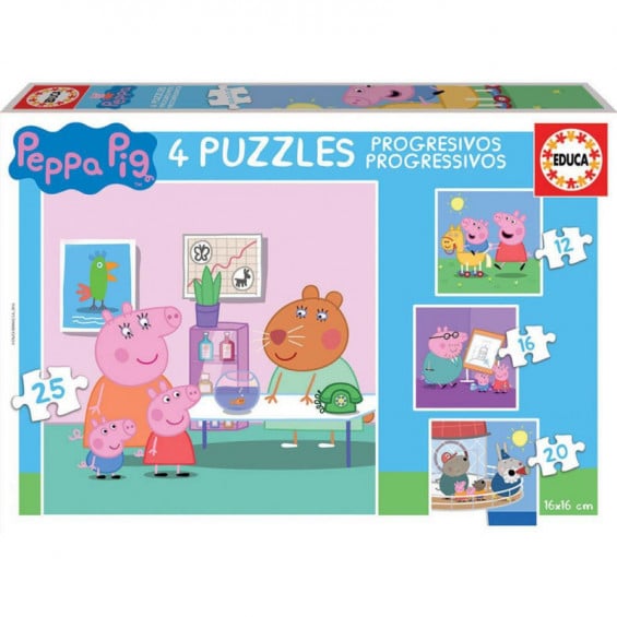 Puzzle Progresivo 12-16-20-25 Piezas Peppa Pig