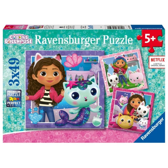 Ravensburger Puzzle 3 x 49 Piezas La Casa de Muñecas de Gabby
