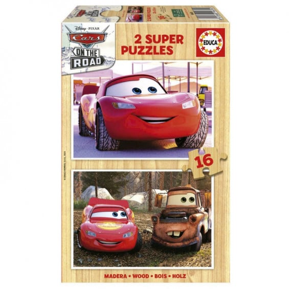 Puzzle Madera 16 x 2 Piezas Cars