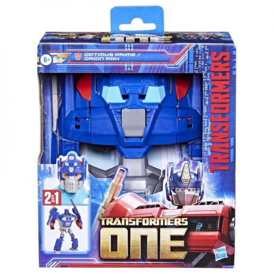 Transformers One 2 en 1 Máscara y Figura de Acción Optimus Prime Orion Pax