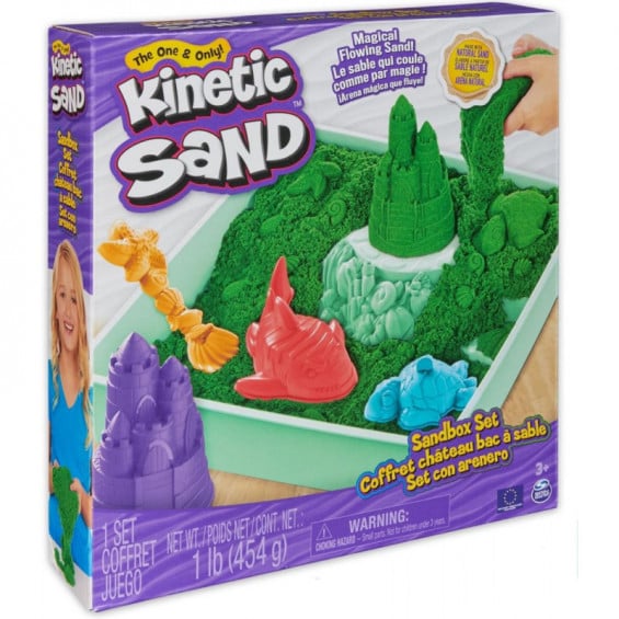 Kinetic Sand Set Verde con Arenero y Arena Mágica