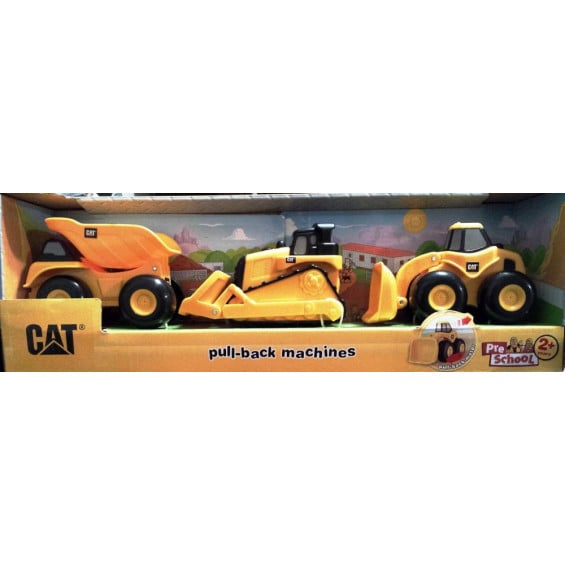 Cat Pull Back Machines Pack de 3 Vehículos