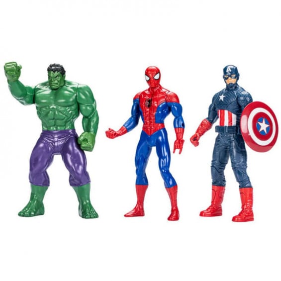 Marvel Pack de Defensores Figuras Hulk Spider Man y Capitán América