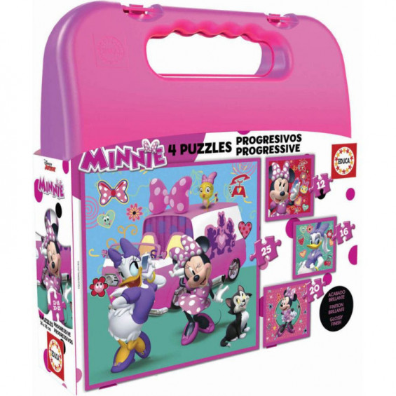 Puzzle Progresivo 12-16-20-25 Piezas Maleta Minnie