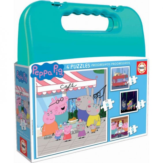 Puzzle Progresivo 6-9-12-16 Piezas Maleta Peppa Pig