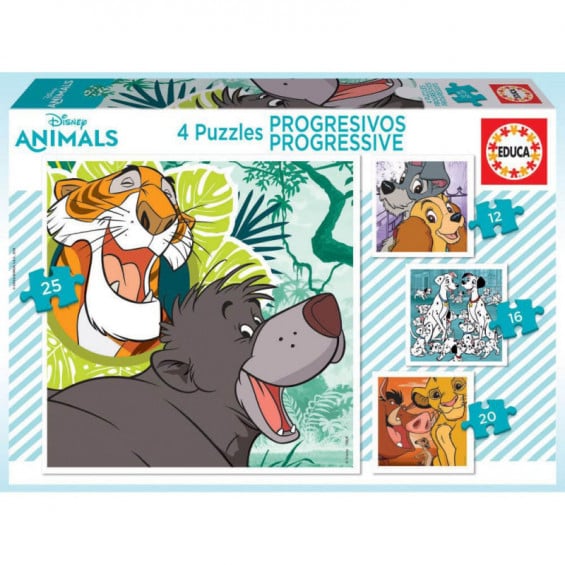 Puzzle Progresivo 12-16-20-25 Piezas Disney Animals