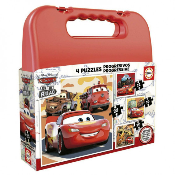 Puzzle Progresivo 12-16-20-25 Piezas Cars en Maleta