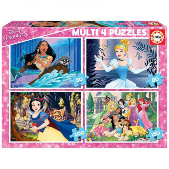 Educa Puzzle Multi 4 Disney Princess 50-80-100-150 Piezas - 17637