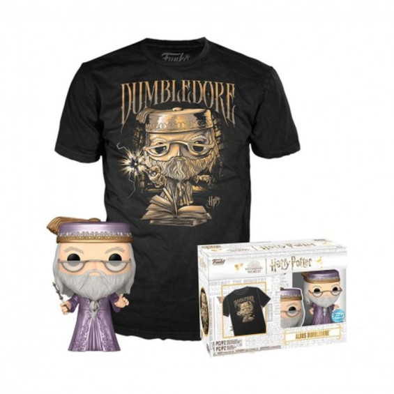 Funko Pop! & Tee Movies Harry Potter Pack Figura de Vinilo Dumbledore y Camiseta Talla S