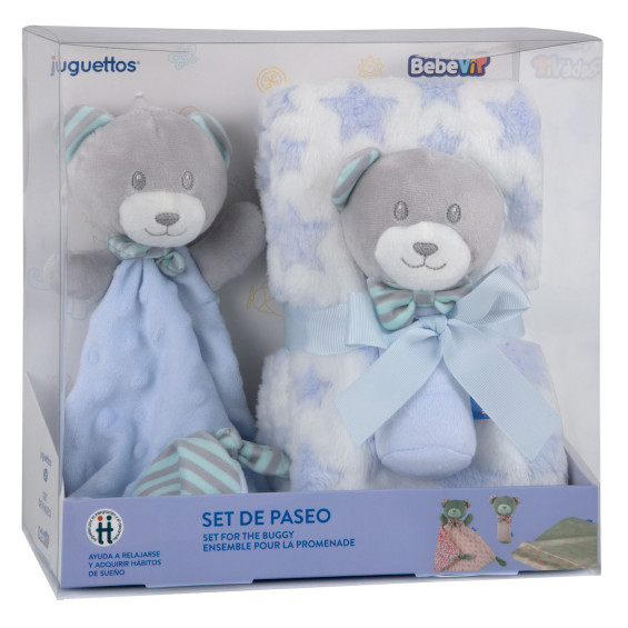 Bebé Vip Set de Paseo con Dou Dou y Manta Azul