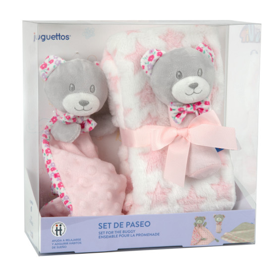 Bebé Vip Set de Paseo con DouDou y Manta Rosa