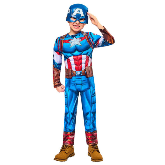 Disfraz Infantil Capitán América Black Line Talla S 7-8 Años