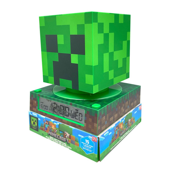 Minecraft Lámpara 3D con Despertador y Fecha