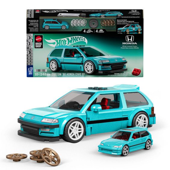 Mattel Brick Shop Hot Wheels Speed Series Juego de Construcción del Custom '90 Honda Civic EF 284 Piezas