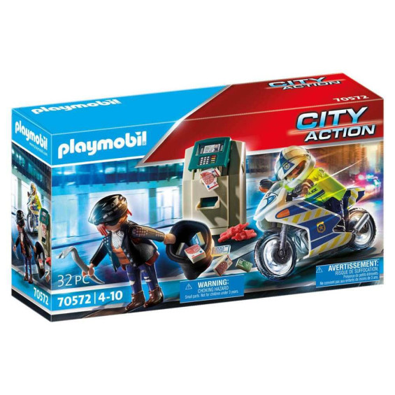 PLAYMOBIL City Action Moto de Policía: Persecución del Ladrón del Dinero - 70572