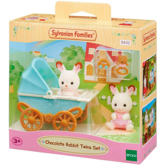 Sylvanian Families Set Cochecito Gemelar Cabe y Breeze Chocolate