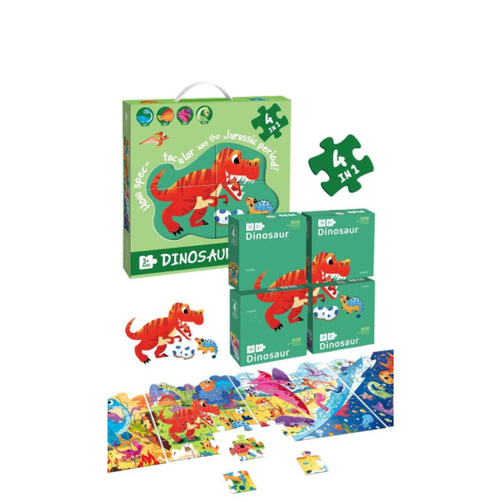 Puzzle Progresivo 73 Piezas Dinosaurio 4 en 1