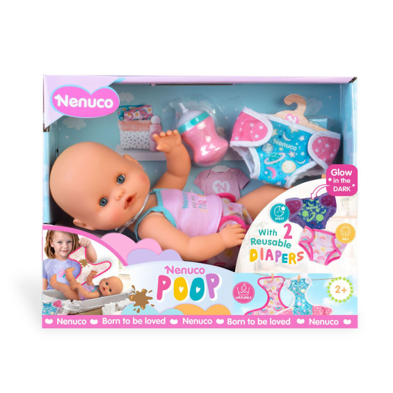 Nenuco Pop Muñeco con 2 Pañales Reutilizables y Accesorios