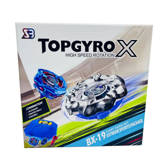 TopGyro X High Speed Rotation Juego con 2 Peonzas y Base Azul