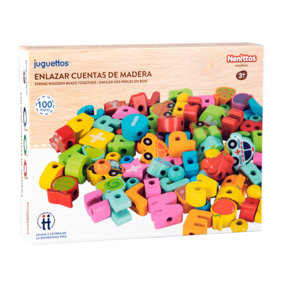 Nenittos Enlazar Cuentas de Madera 100 Piezas