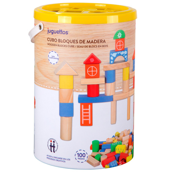 Nenittos Cubo Bloques de Madera 100 Piezas