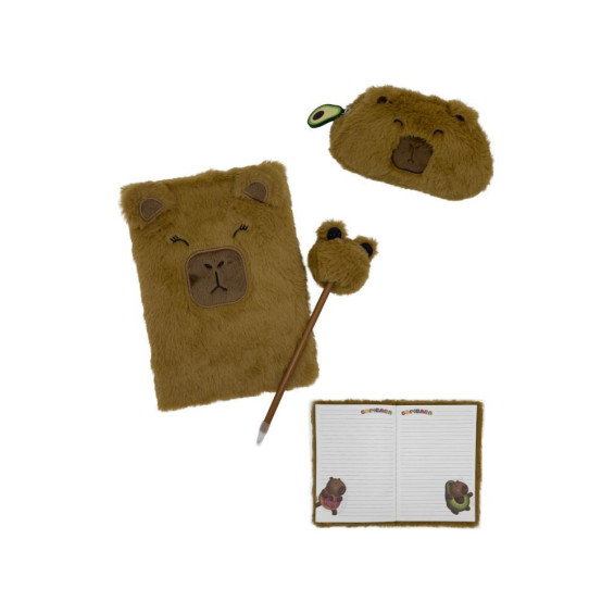 Set de Papelería Capibara con Bolígrafo, Libreta y Estuche Varios Modelos