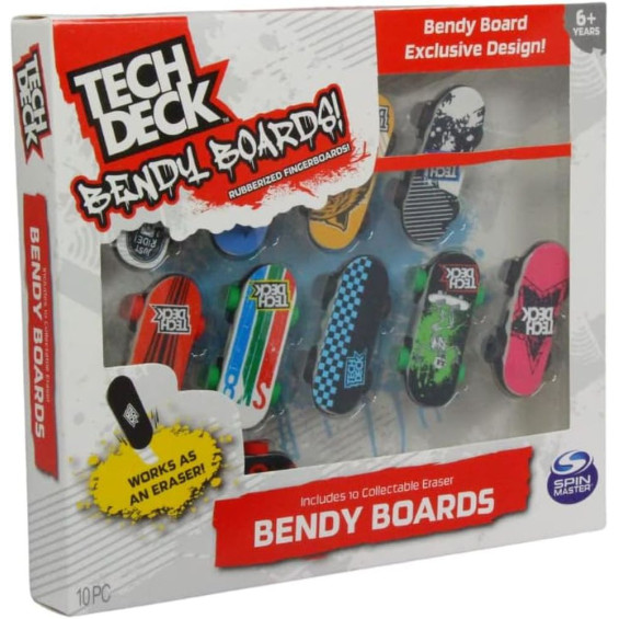 Tech Deck Bendy Boards Pack 10 Rubberized Fingerboards