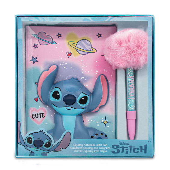 Stitch Cuaderno Squshy con Bolígrafo Pompón