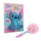 Stitch Cuaderno Squshy con Bolígrafo Pompón