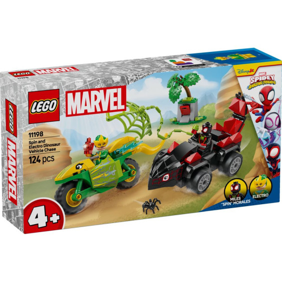 LEGO Spidey Spin y Electro: Duelo de Vehículos Dinosaurio - 11198