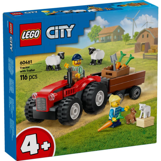 LEGO City Great Vehicles Tractor Rojo con Remolque y Oveja - 60461