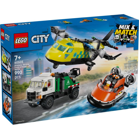 LEGO City Remix: Avión, Camión Técnico y Aerodeslizador - 60505