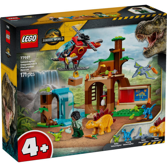 LEGO Jurassic World Velocirraptor, Stegosaurus y Pteranodon: Misión de Rescate - 77981
